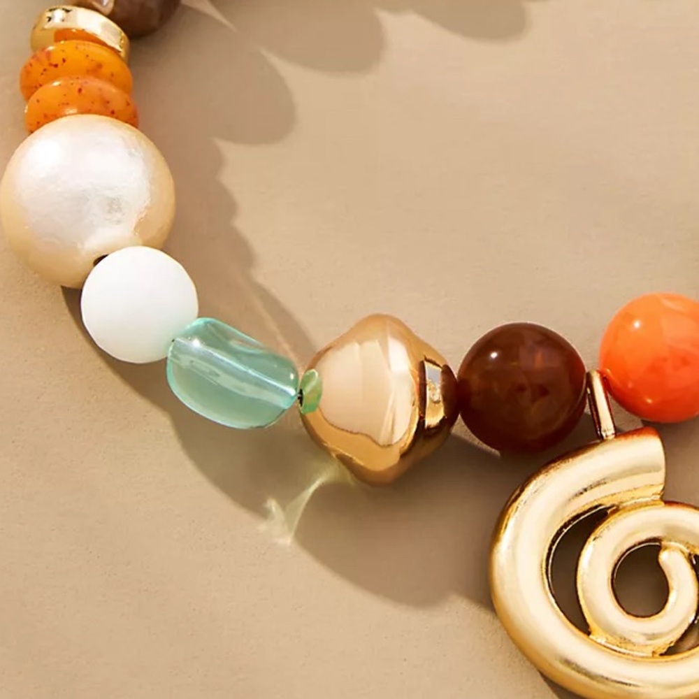 NWT ⚜️♥️⚜️ Piper K Gorgeous Mixed Beaded Spiral Pendant Necklace - Picture 7 of 13